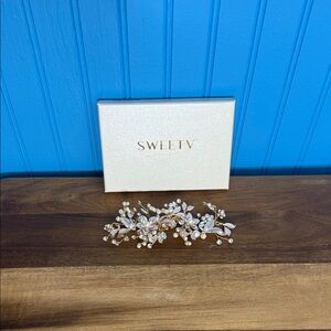 Rose Gold Floral Bridal Hair Accessory